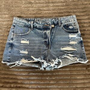 Distressed Denim Women’s Cutoff Shorts - Light Blue
